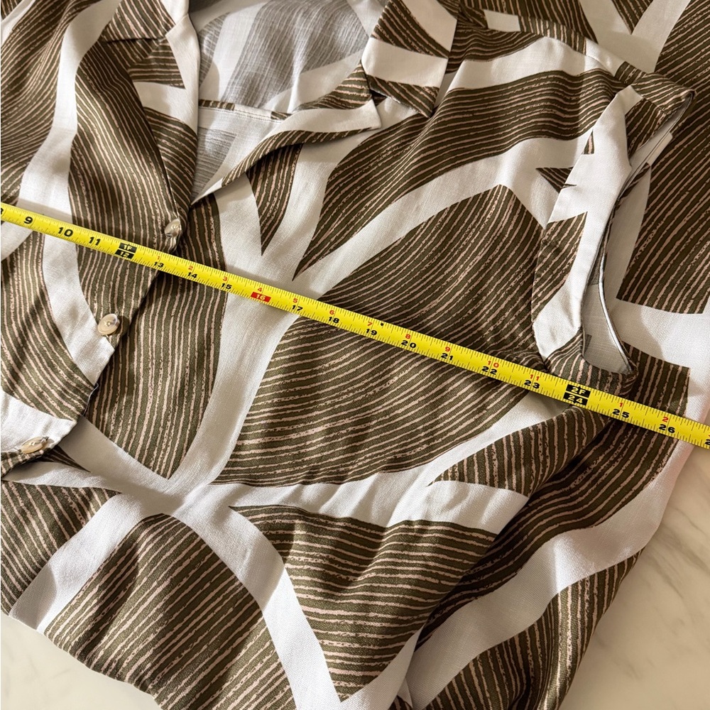 Worthington Tencel Lyocell Abstract Brown White Belted Button Front Dress XXL - Picture 9 of 9